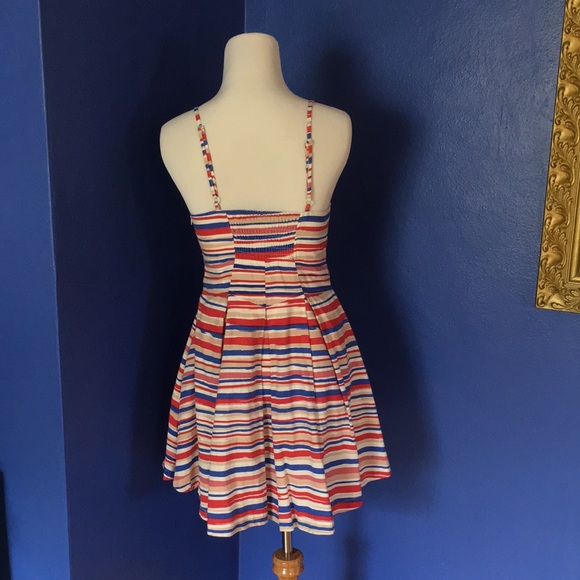 Red white blue striped pinup summer sundress nautical 50s preppy mod rockabilly - Picture 4 of 12